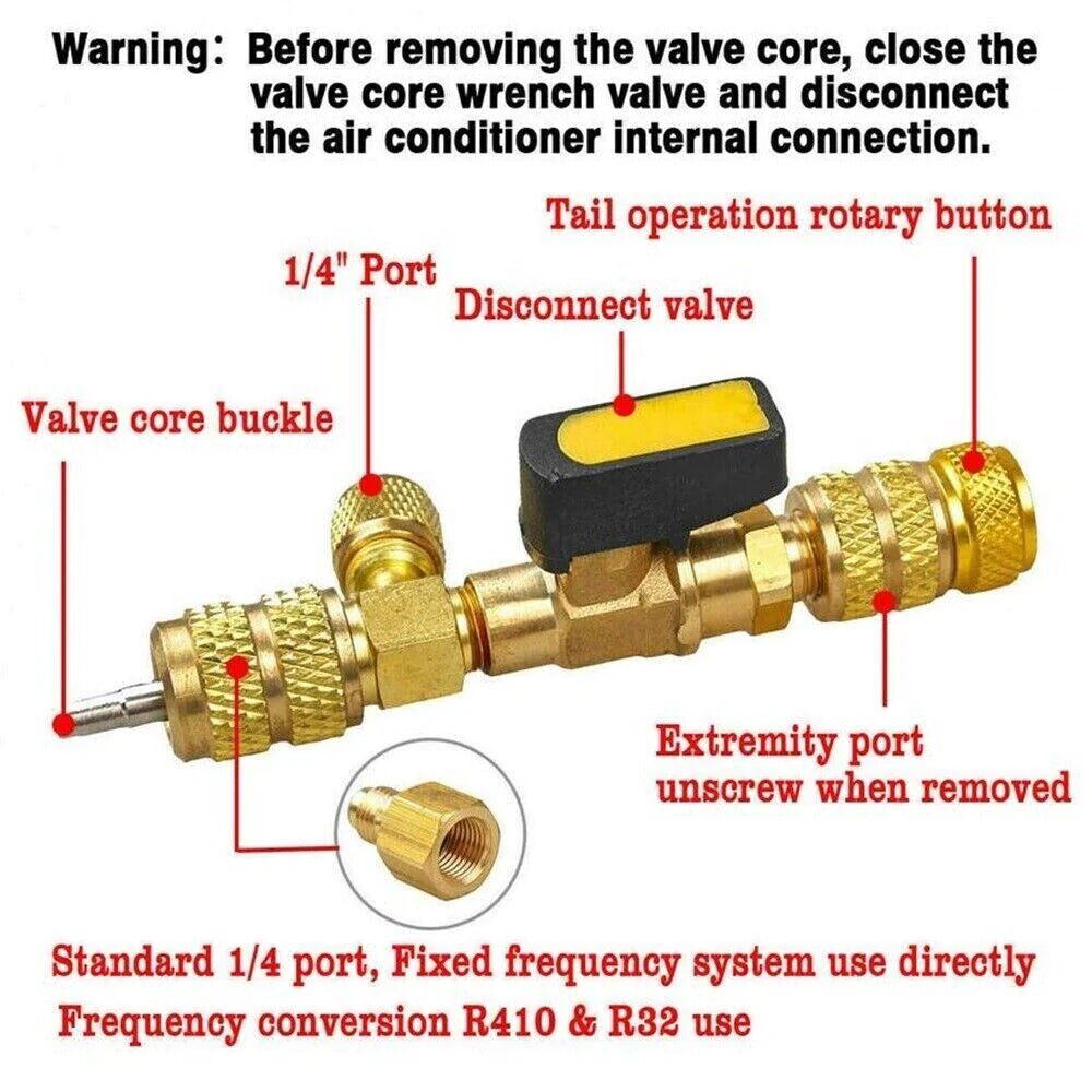 HVAC Tool AC Schrader Valve Core Remover Dual Size 1/4 and 5/16 Port Installer