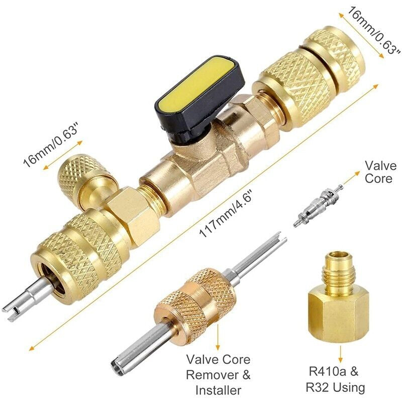 HVAC Tool AC Schrader Valve Core Remover Dual Size 1/4 and 5/16 Port Installer